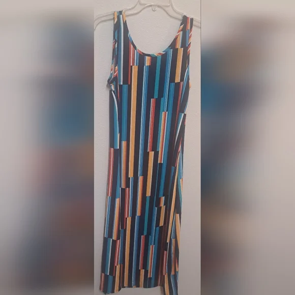 Pinc Womens XL Multicolor Striped Sleeveless Maxi Dress NWT Stretch - Picture 3 of 6